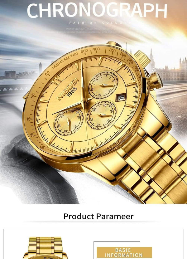 Planet Gates Gold Watch Mens Watches Top Brand Luxury Sport Men's Quartz Clock Waterproof Military Wrist Watch Relogio Masculino Saat