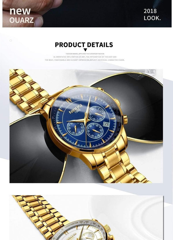 Planet Gates Gold Watch Mens Watches Top Brand Luxury Sport Men's Quartz Clock Waterproof Military Wrist Watch Relogio Masculino Saat