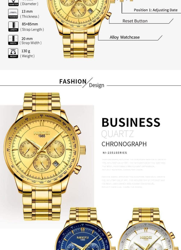 Planet Gates Gold Watch Mens Watches Top Brand Luxury Sport Men's Quartz Clock Waterproof Military Wrist Watch Relogio Masculino Saat