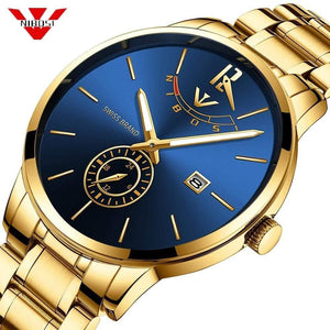 Planet Gates Gold Watch Mens Watches Top Brand Luxury Sport Quartz Watch Business Waterproof Wristwatch