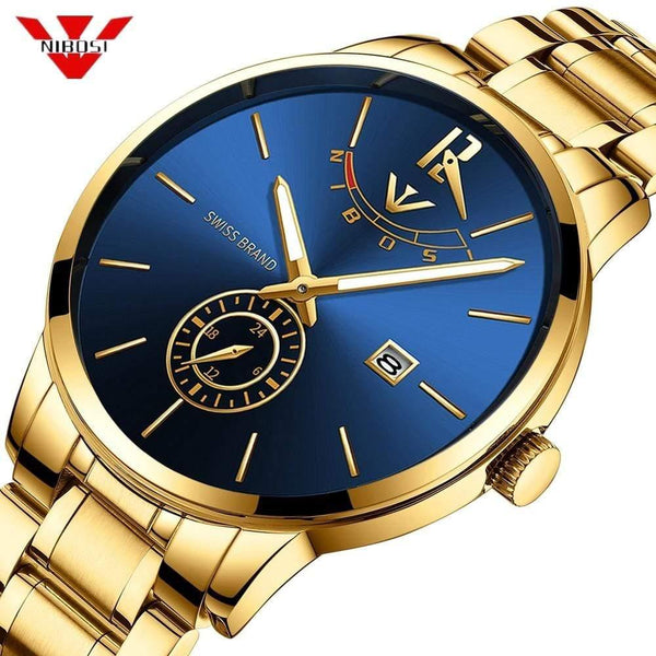 Planet Gates Gold Watch Mens Watches Top Brand Luxury Sport Quartz Watch Business Waterproof Wristwatch