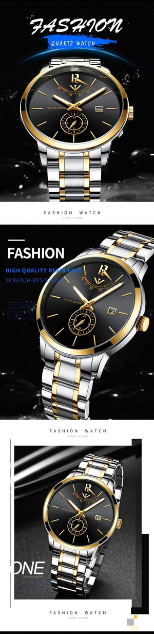Planet Gates Gold Watch Mens Watches Top Brand Luxury Sport Quartz Watch Business Waterproof Wristwatch