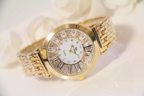 Planet Gates Gold Watches Diamond Luxury Famous Brand Elegant Dress Quartz Watches Ladies Rhinestone Wristwatch Relogios Femininos ZDJ006