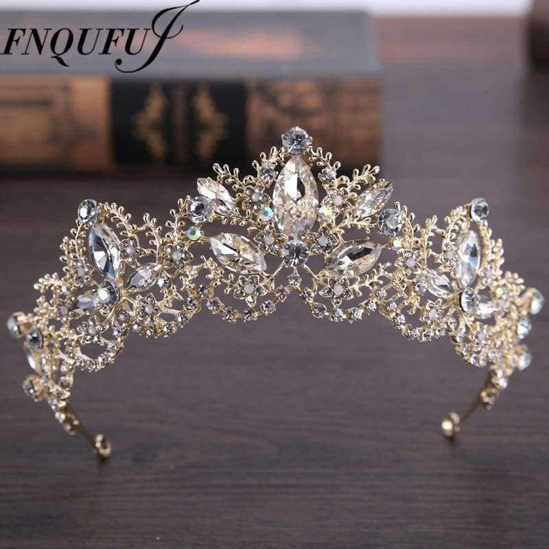Planet Gates gold Wedding crown queen bridal Tiaras leaf bride crystal princess crown headband Wedding Hair Accessories hair jewelry