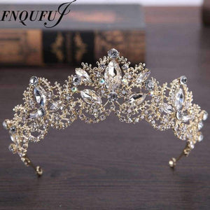 Planet Gates gold Wedding crown queen bridal Tiaras leaf bride crystal princess crown headband Wedding Hair Accessories hair jewelry