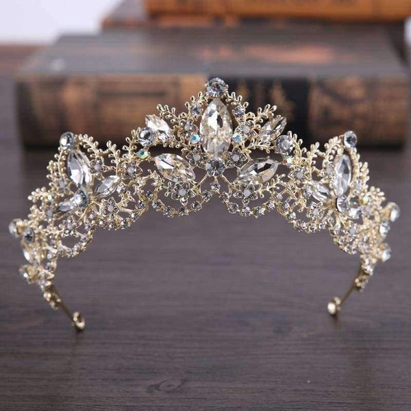 Planet Gates gold Wedding crown queen bridal Tiaras leaf bride crystal princess crown headband Wedding Hair Accessories hair jewelry