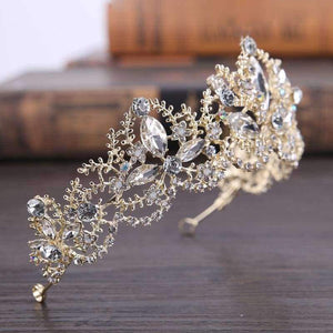 Planet Gates gold Wedding crown queen bridal Tiaras leaf bride crystal princess crown headband Wedding Hair Accessories hair jewelry