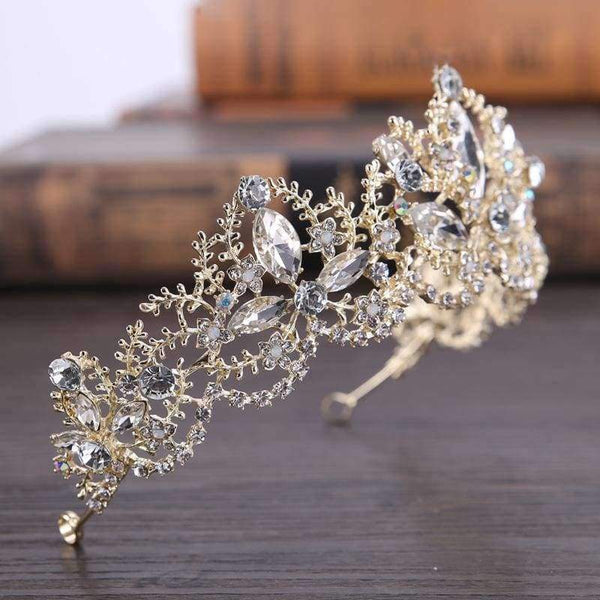 Planet Gates gold Wedding crown queen bridal Tiaras leaf bride crystal princess crown headband Wedding Hair Accessories hair jewelry