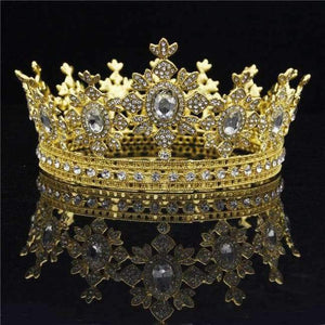 Planet Gates Gold White Royal King Wedding Crown Bride tiaras and Crowns Hair Jewelry Zircon Crystal Diadem Prom Party Head accessories Pageant
