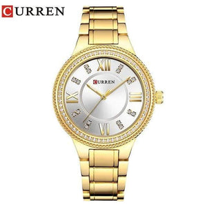 Planet Gates gold white Women's Casual Watches Waterproof Wristwatch Women Fashion Dress Rhinestone Stainless Steel Ladies Clock