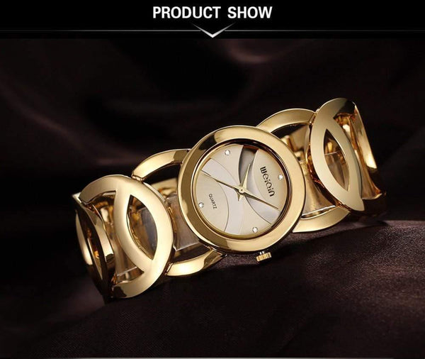 Planet Gates Gold White Women Watches Color Forever Gold Luxury Brand Bracelet Watch Women Dress Stainless Steel Ladies Watch Girl
