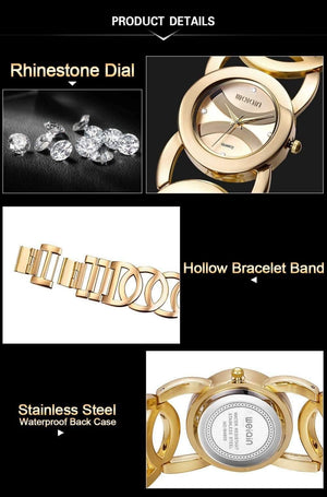 Planet Gates Gold White Women Watches Color Forever Gold Luxury Brand Bracelet Watch Women Dress Stainless Steel Ladies Watch Girl