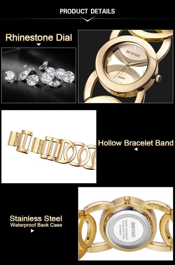 Planet Gates Gold White Women Watches Color Forever Gold Luxury Brand Bracelet Watch Women Dress Stainless Steel Ladies Watch Girl