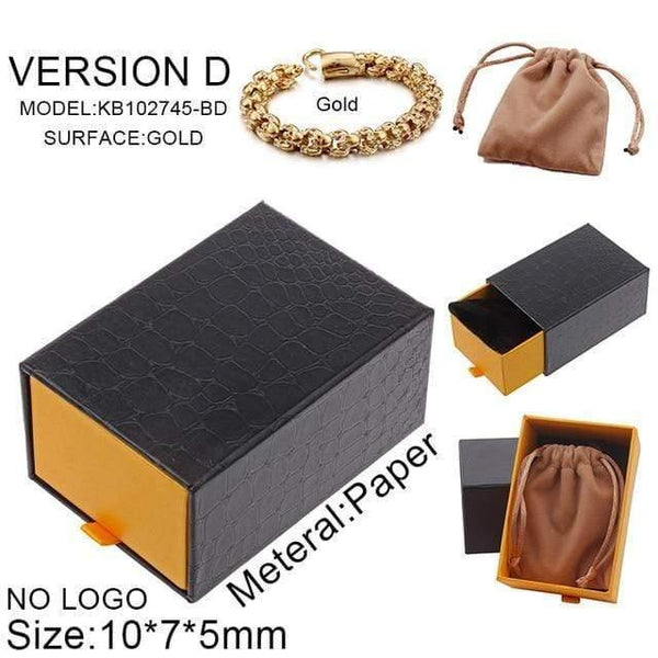 Planet Gates Gold with box / 18.5cm 22.5cm Long Skull Bracelets For Men Stainless Steel Shiny Skull Charm Link Chain Brecelets Male Gothic Jewelry