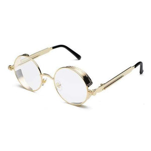 Planet Gates gold with clear Kachawoo round steampunk glasses frame men metal frame retro vintage eyewear frames women accessories 2018