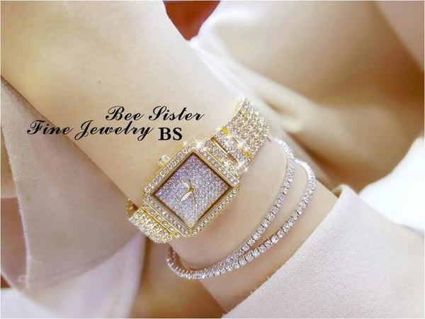 Women Watch Rhinestone Watches Lady Diamond Stone Dress Watch Stainless Steel Bracelet Wristwatch ladies Crystal Watch - Planet Gates