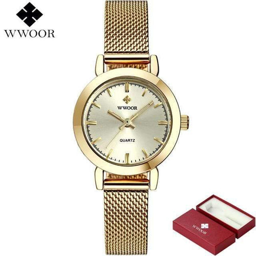 Planet Gates Gold Women Watches Quartz Rose Gold Dress Ladies Watch Brand Luxury Small Clock Stainless Steel Mesh Bracelet Wrist Watch Gifts