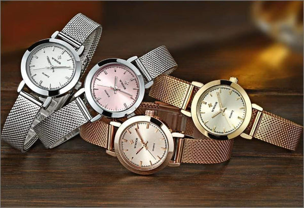 Planet Gates Gold Women Watches Quartz Rose Gold Dress Ladies Watch Brand Luxury Small Clock Stainless Steel Mesh Bracelet Wrist Watch Gifts