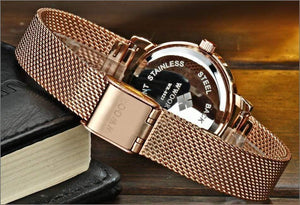 Planet Gates Gold Women Watches Quartz Rose Gold Dress Ladies Watch Brand Luxury Small Clock Stainless Steel Mesh Bracelet Wrist Watch Gifts