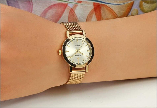 Planet Gates Gold Women Watches Quartz Rose Gold Dress Ladies Watch Brand Luxury Small Clock Stainless Steel Mesh Bracelet Wrist Watch Gifts