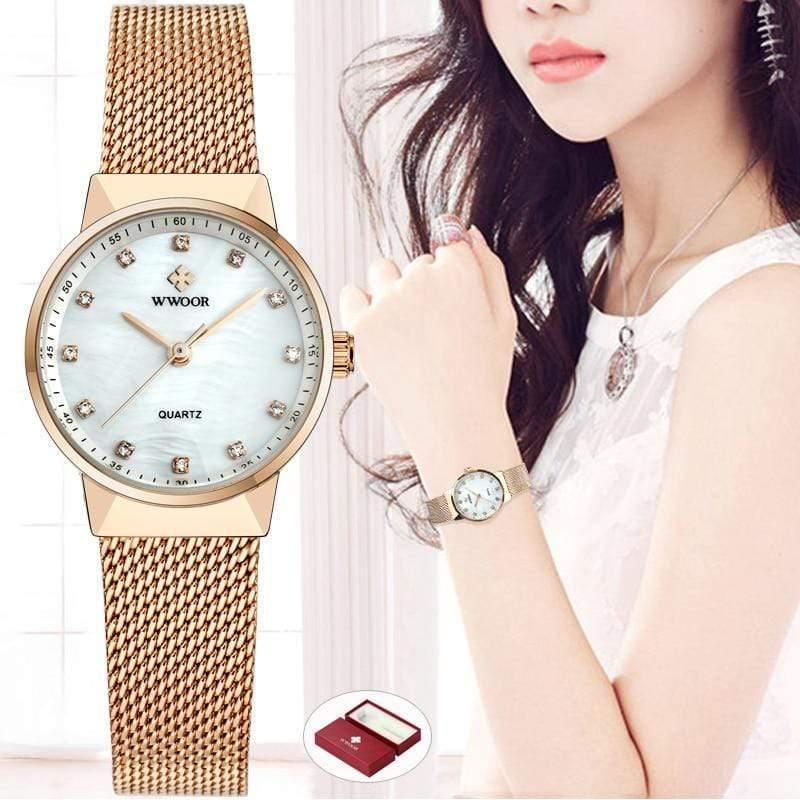 Planet Gates Gold Women Watches Quartz Waterproof Rose Gold Dress Ladies Watch Women Brand Luxury Mesh Bracelet Wrist Watch Relogio Feminino