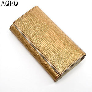 Planet Gates Gold Womens wallets and purses Leather Long Standard with phone Zipper Coin purse Card Holder Ladies Combination Lock Wallet Female