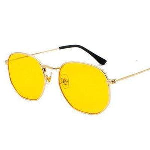 Planet Gates Gold yellow Men Sunglases Hexagon Sun glasses NEW Women Metal Frame Fishing Glasses Gold tea Eyewear lentes de sol hombre okulary UV400