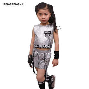 Planet Gates golden / 5 Hip Hop Clothing Girl Summer New Arrival Kids Street Dance Clothes Sets Teenage Girls Jazz Dance Clothing Set