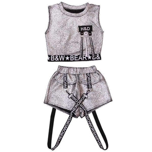 Planet Gates golden / 5 Hip Hop Clothing Girl Summer New Arrival Kids Street Dance Clothes Sets Teenage Girls Jazz Dance Clothing Set
