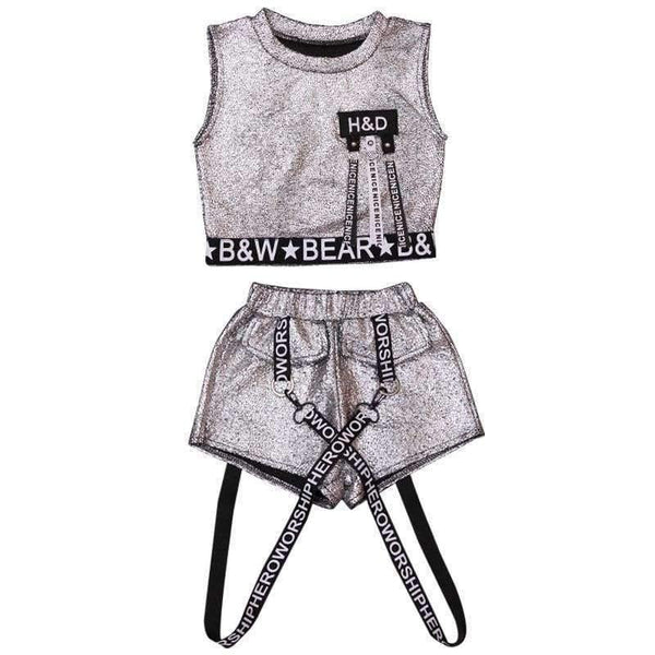 Planet Gates golden / 5 Hip Hop Clothing Girl Summer New Arrival Kids Street Dance Clothes Sets Teenage Girls Jazz Dance Clothing Set