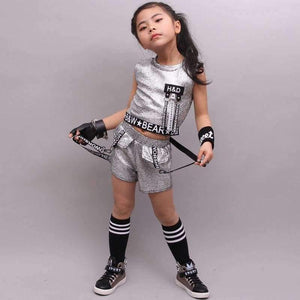 Planet Gates golden / 5 Hip Hop Clothing Girl Summer New Arrival Kids Street Dance Clothes Sets Teenage Girls Jazz Dance Clothing Set