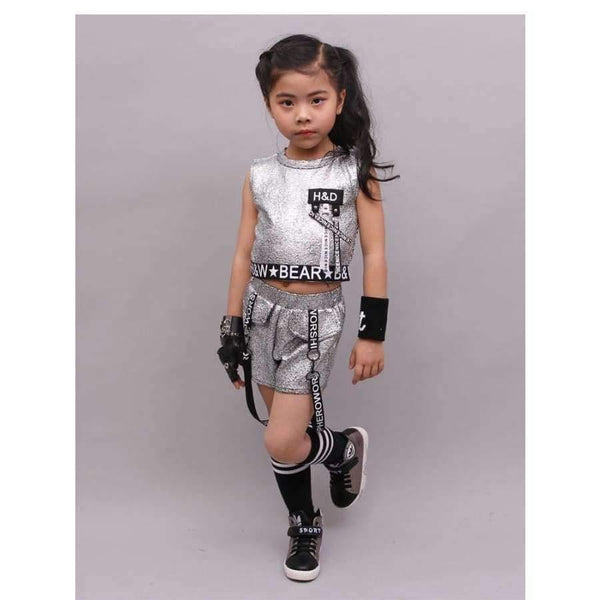Planet Gates golden / 5 Hip Hop Clothing Girl Summer New Arrival Kids Street Dance Clothes Sets Teenage Girls Jazz Dance Clothing Set