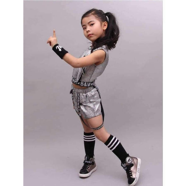 Planet Gates golden / 5 Hip Hop Clothing Girl Summer New Arrival Kids Street Dance Clothes Sets Teenage Girls Jazz Dance Clothing Set