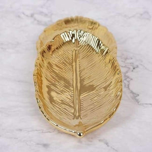 Planet Gates Golden Leaf Ceramic Storage Plate Jewelry Fruit Serving Tray Decorative Ornaments Living Room Table Organization Home