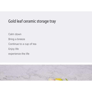 Planet Gates Golden Leaf Ceramic Storage Plate Jewelry Fruit Serving Tray Decorative Ornaments Living Room Table Organization Home