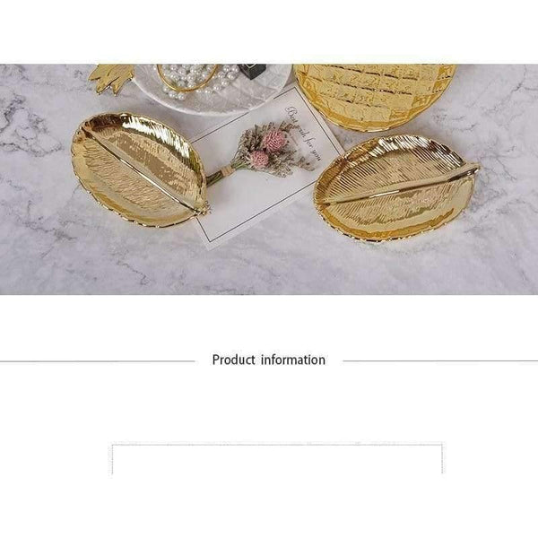 Planet Gates Golden Leaf Ceramic Storage Plate Jewelry Fruit Serving Tray Decorative Ornaments Living Room Table Organization Home
