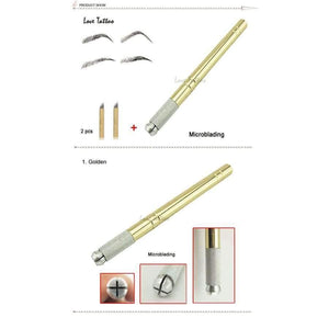 Planet Gates Golden Microblading Pen Sterilized Packing Professional Manual Tatoo Eyebrow Pens Tebori Tools For Microbalding Tattoo Guns 3d