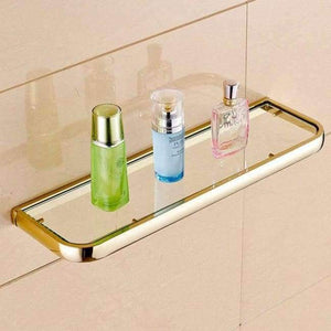 Planet Gates Golden Quality Bathroom Shelves Thickness Quadrangle Glass Shelves Cosmetic Shampo Showeroom Rack Copper Golden Accessories 1020