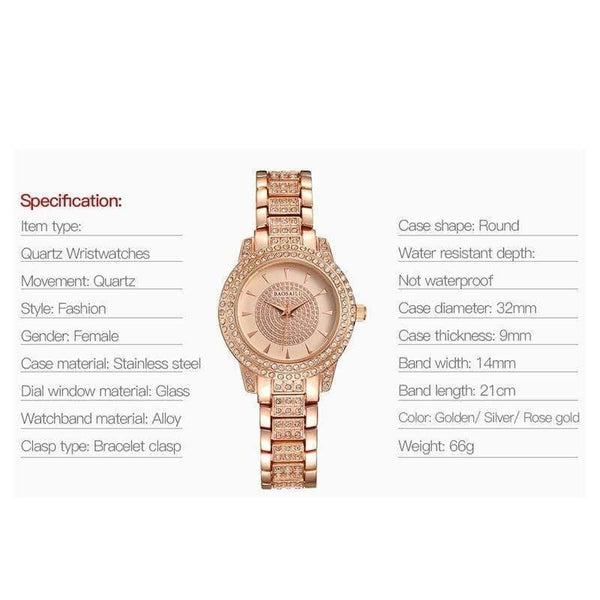 Planet Gates Golden Quartz Watch Women Silver Rose Gold Bracelet Watches Crystal Diamond Dress Ladies Wristwatch Girl Clock 30