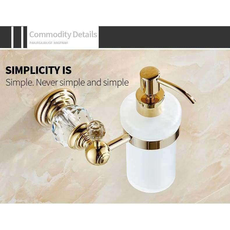 Planet Gates Golden / Russian Federation Liquid Soap Dispensers Luxury Gold Color Soap Dispenser Wall Mounted With Frosted Glass Container bottle Bathroom Products HK-38