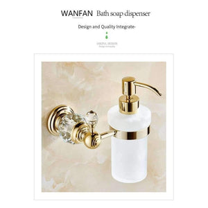 Planet Gates Golden / Russian Federation Liquid Soap Dispensers Luxury Gold Color Soap Dispenser Wall Mounted With Frosted Glass Container bottle Bathroom Products HK-38