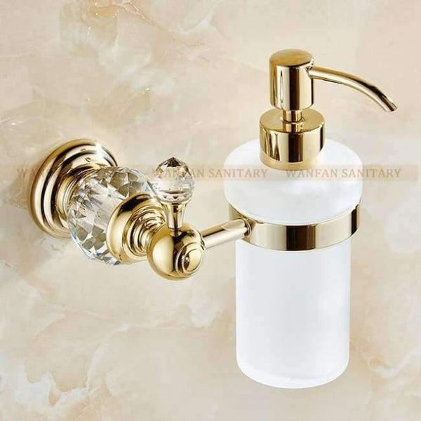 Planet Gates Golden / Russian Federation Liquid Soap Dispensers Luxury Gold Color Soap Dispenser Wall Mounted With Frosted Glass Container bottle Bathroom Products HK-38