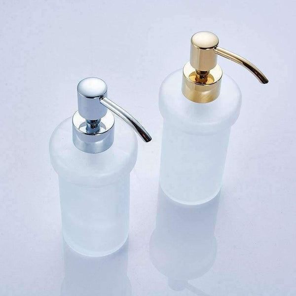 Planet Gates Golden / Russian Federation Liquid Soap Dispensers Luxury Gold Color Soap Dispenser Wall Mounted With Frosted Glass Container bottle Bathroom Products HK-38