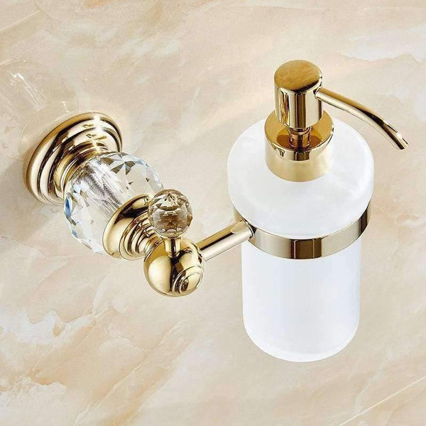 Planet Gates Golden / Russian Federation Liquid Soap Dispensers Luxury Gold Color Soap Dispenser Wall Mounted With Frosted Glass Container bottle Bathroom Products HK-38