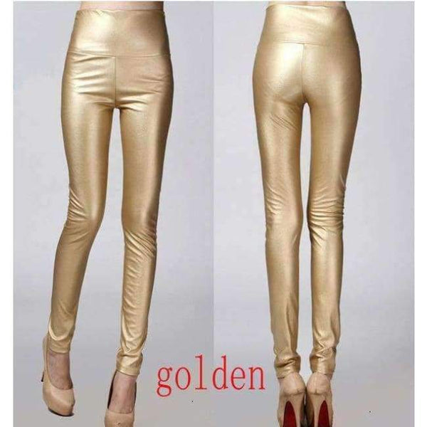 Planet Gates golden / S Autumn winter Women legging skinny PU leather pencil Leggings slim faux Leather Pants female fashion thick fleece trousers