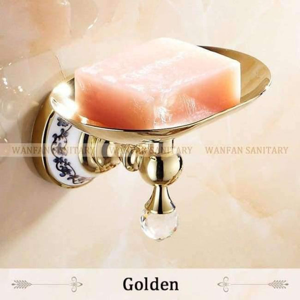 Planet Gates Golden Soap Dishes Gold Color Wall Mounted Soap Holder Antique Brass Soap Dish for WC Bathroom Accessories Black Bath Products 6309