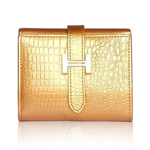 Planet Gates Golden Women Wallets Patent Cow Leather Alligator Pattern Hasp Short Wallet Genuine Leather Female Small Purse Red