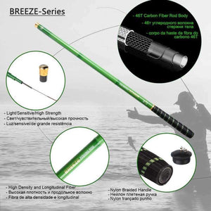 Planet Gates GOLDLITE Fishing Rod 3.6-7.2M 2/8 Power Hard Carbon Fiber Telescopic Fishing Rods for Stream Carp Fishing, 1 Rod+3 Tips