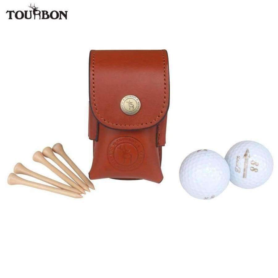 Planet Gates Golf Ball Bag Tee Holder Holds 2 Balls Divot Tool Holder Retro Genuine Leather Pouch