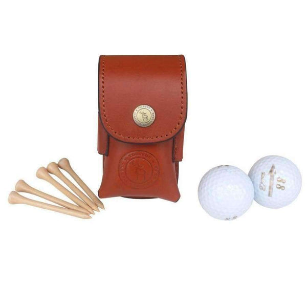 Planet Gates Golf Ball Bag Tee Holder Holds 2 Balls Divot Tool Holder Retro Genuine Leather Pouch